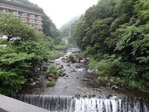 ホテルの目の前を流れる須雲川。